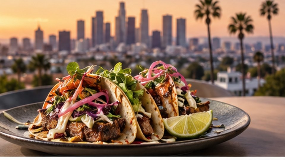 Los Angeles skyline and travel scene